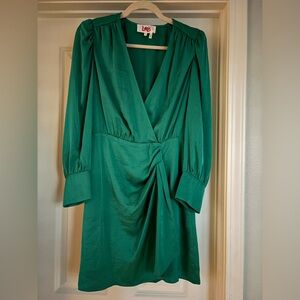 EUC ba&sh emerald green faux wrap dress, size M
